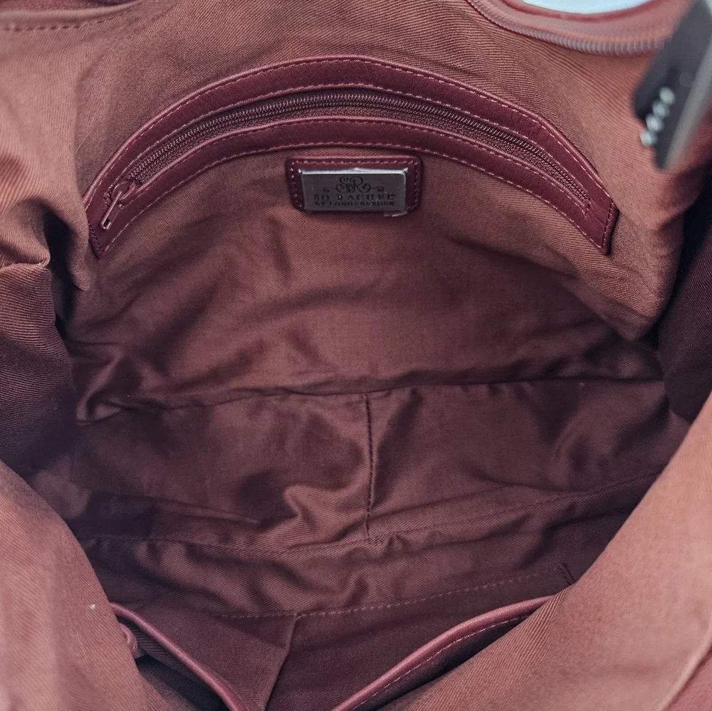 Longaberger Leather So Rachel Boho Shoulder Bag Merlot/Red - Picture 7 of 12